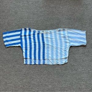 Mara Hoffman Swim boatneck blue and white striped cropped top, size L.